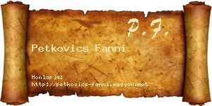 Petkovics Fanni névjegykártya